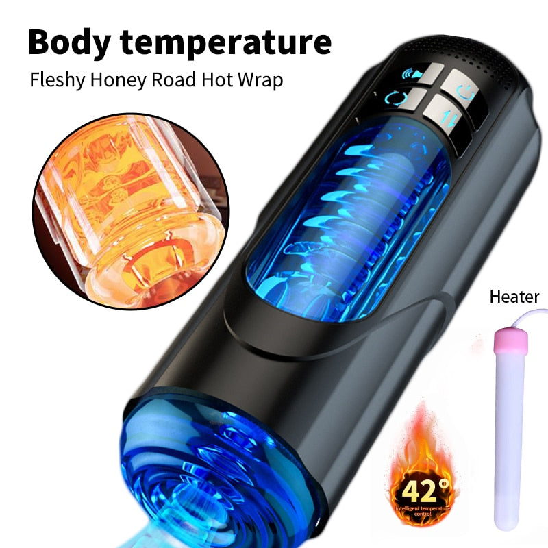 Automatic Male Masturbator Cup Powerful Vibrating Blowjob Sucking Telescopic Vaginal Mouth Trainer Adult Sex Toys For Men