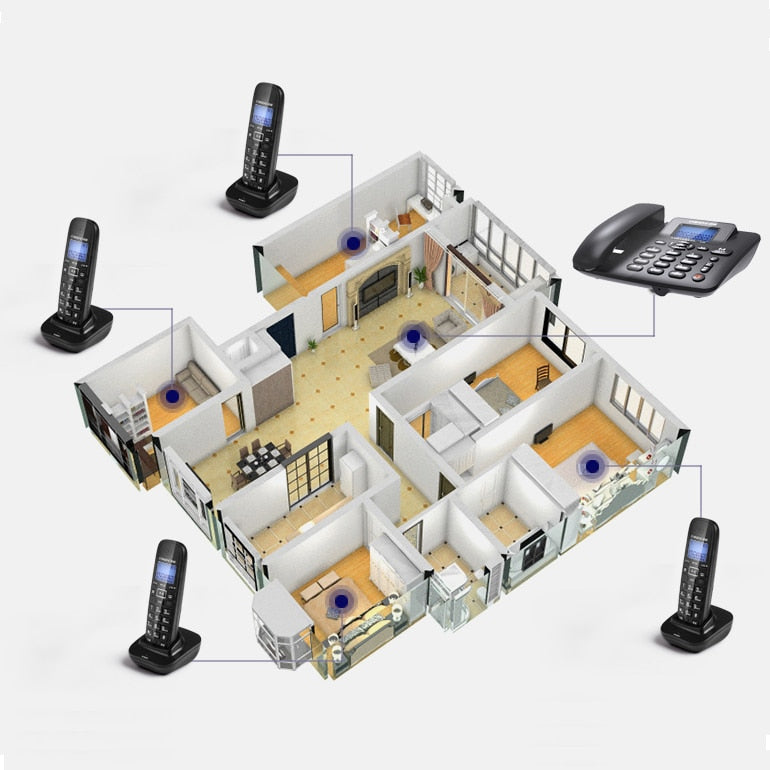 cordless Answering Machine 2.4G Corded Phone Handset office home hotel Long Range Wireless Telephone 4 handstes table phone