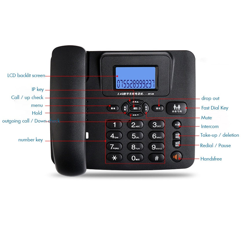 cordless Answering Machine 2.4G Corded Phone Handset office home hotel Long Range Wireless Telephone 4 handstes table phone