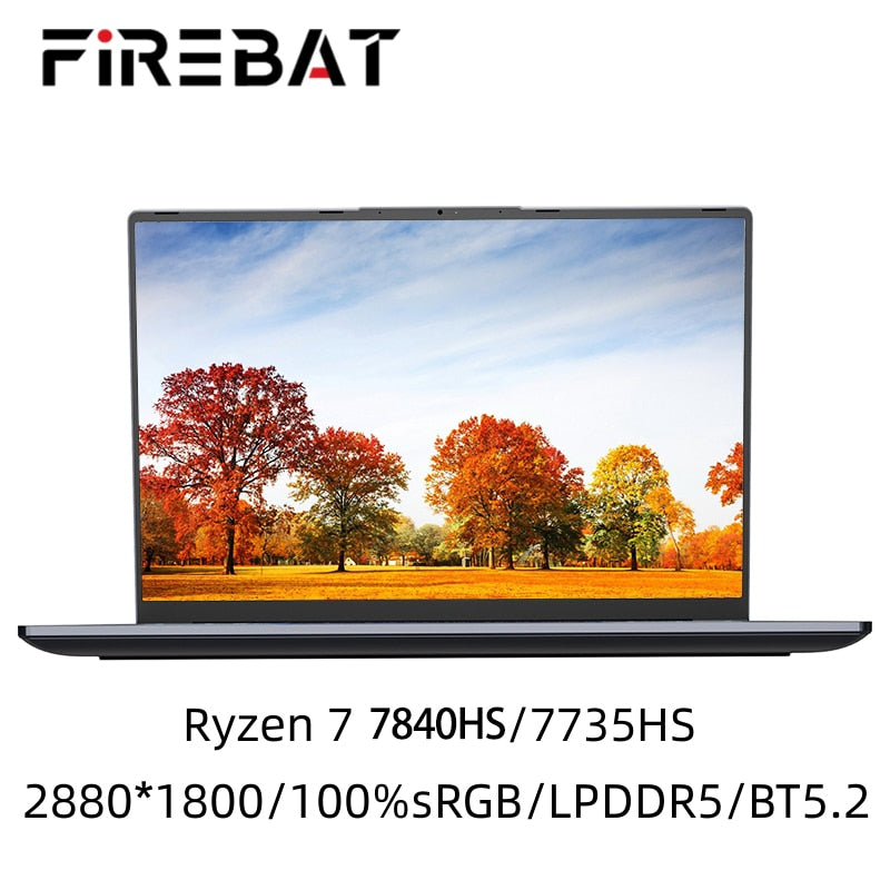 FIREBAT U4 Ultrathin 14 Inch Laptop AMD Ryzen 7 7735HS 7840HS 32GB 1TB SSD Portable 2880*1800 BT5.2 90Hz Computer Notebook