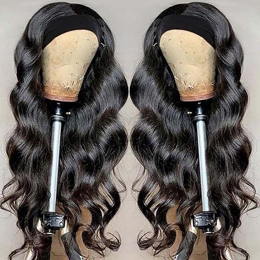 Headband Wigs for Women Human Hair Glueless Body Wave 180% Density A Brazilian Virgin None Lace Front Wigs Wavy Curly Machine Made Wigs Human Hair Natural