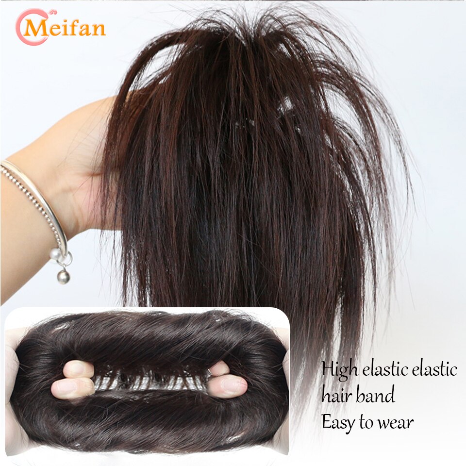 MEIFAN Synthetic Messy Straight Hair Bun Extensions Elastic Band Fluffy Hair Chignon Scrunchy Wrap Updo False Hairpiece For Wome