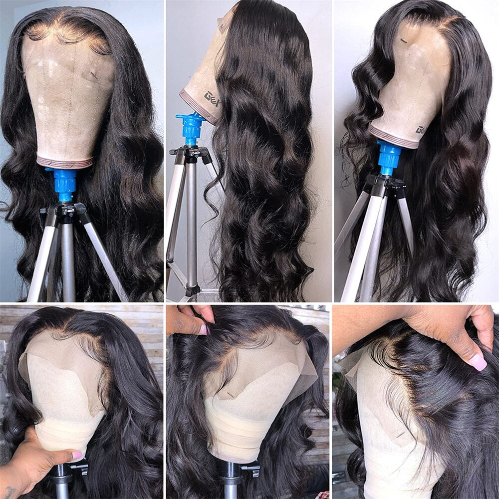 30”32”34”13x6 HD Lace Front Human Hair Wigs 150% 180% Body Wave Pre Plucked Transparent Lace Frontal  Perruque Cheveux Humain