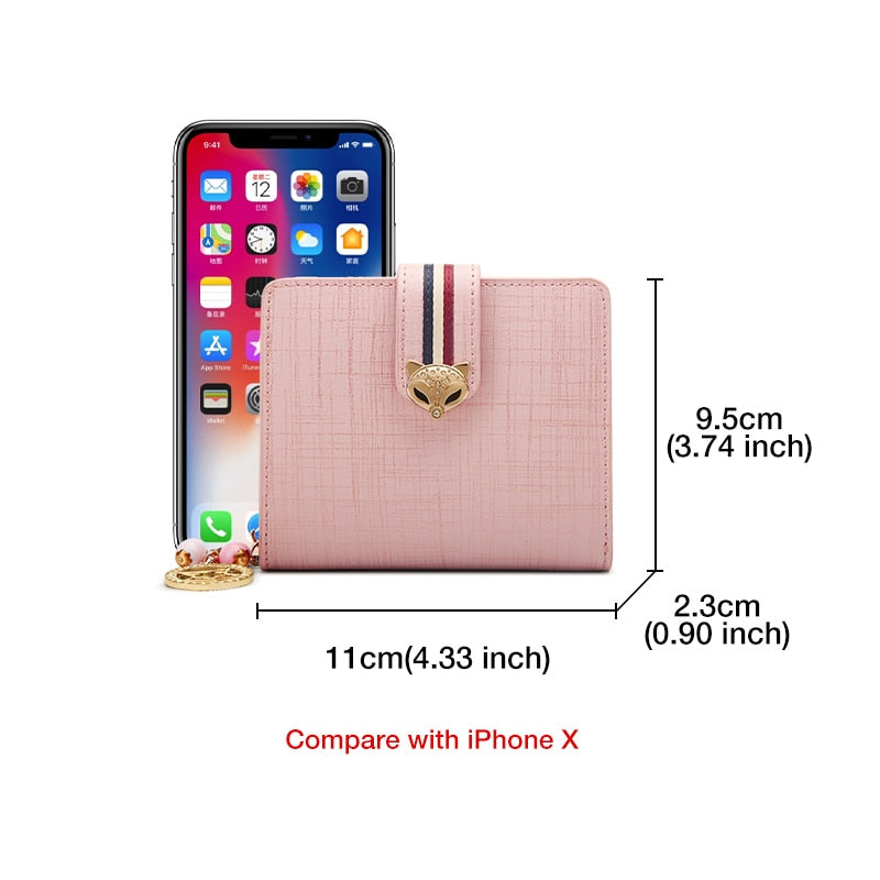 FOXER Card Holder Split Leather Women's Wallets Designer Coin Purse Girl's Zipper Wallet High Quality Short Wallet with Pendant