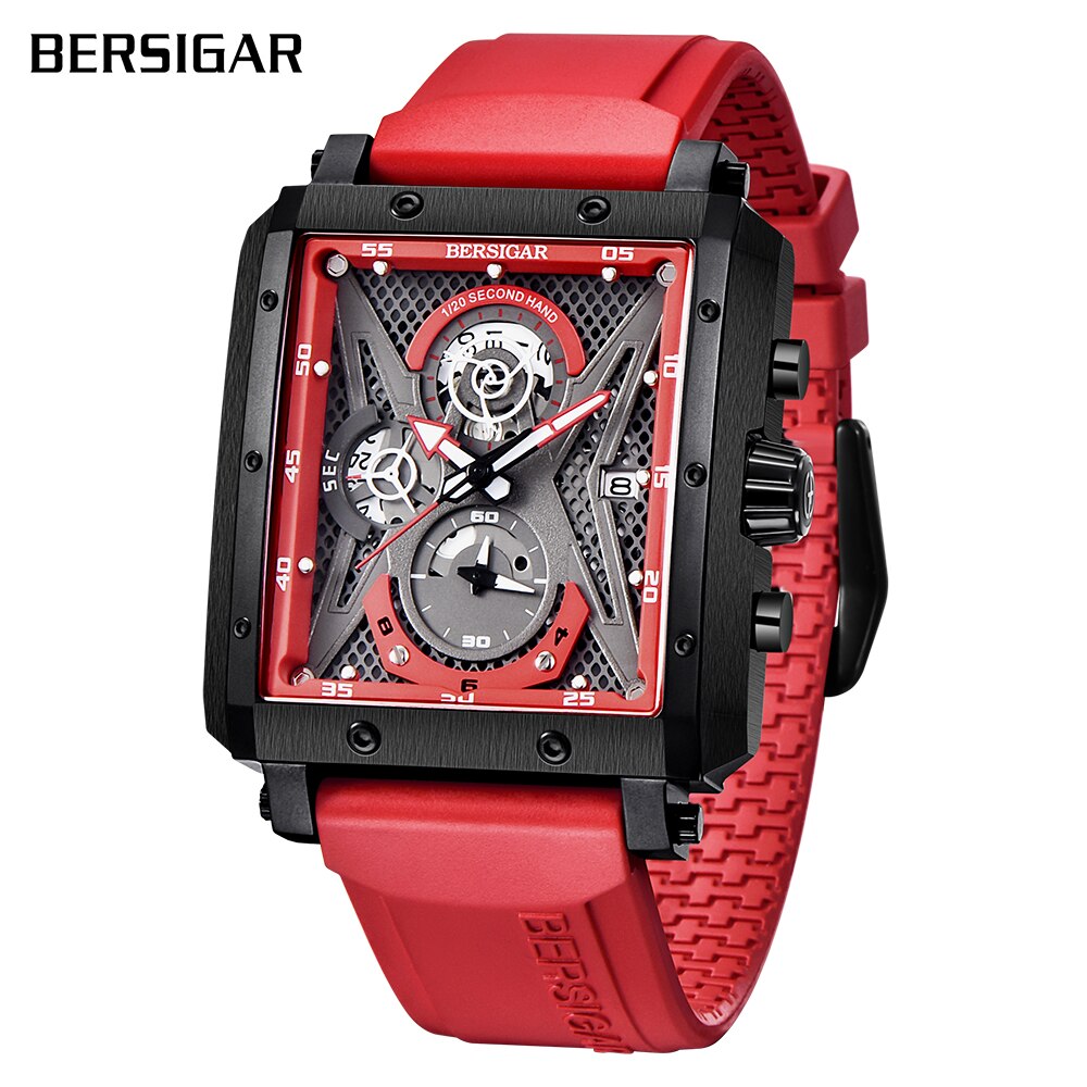 BERSIGAR Watch Men Waterproof Chronograph Military Male Clock Brand Luxury Genuine Leather Business Man Sport Wristwatch 2021