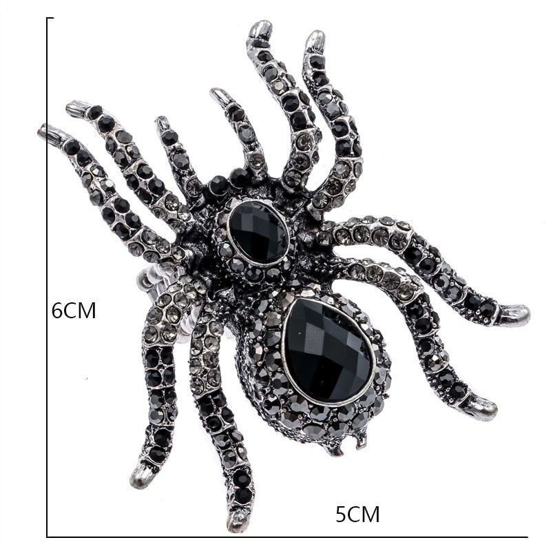 YACQ Spider Stretch Ring Scarf Clasp Halloween Party Gothic Jewelry Gifts Charms Women Girls Antique Silver Black