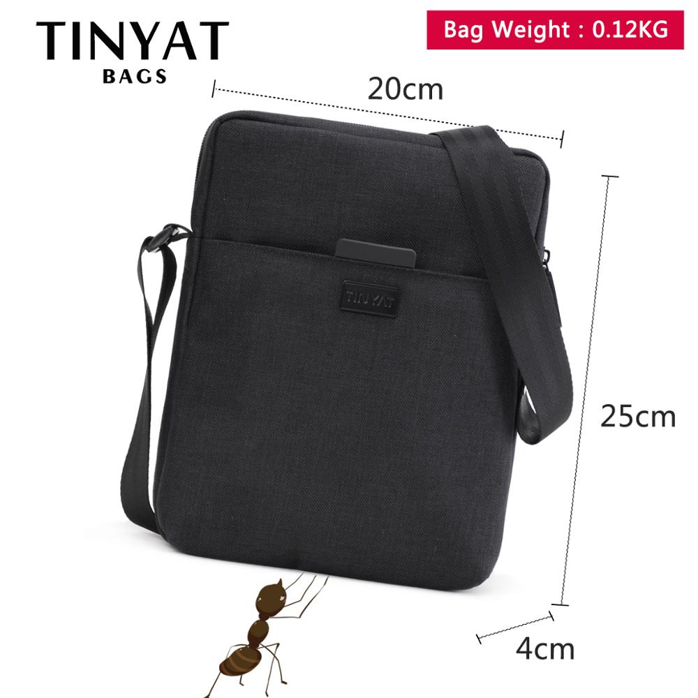 TINYAT Men's Bags Light Canvas Shoulder Bag For 7.9' Ipad Casual Crossbody Bags Waterproof Business Shoulder bag for men 0.13kg