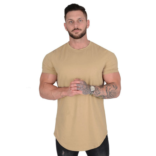 Gym T-shirt Men Short sleeve Cotton T-shirt Casual blank Slim t shirt Male Fitness Bodybuilding Workout Tee Tops Summer clothing