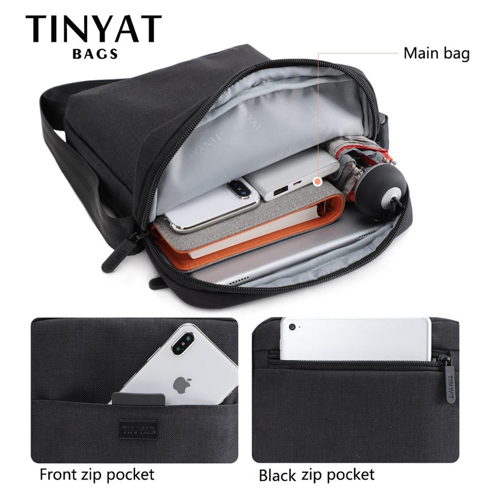 TINYAT Men's Bags Light Canvas Shoulder Bag For 7.9' Ipad Casual Crossbody Bags Waterproof Business Shoulder bag for men 0.13kg