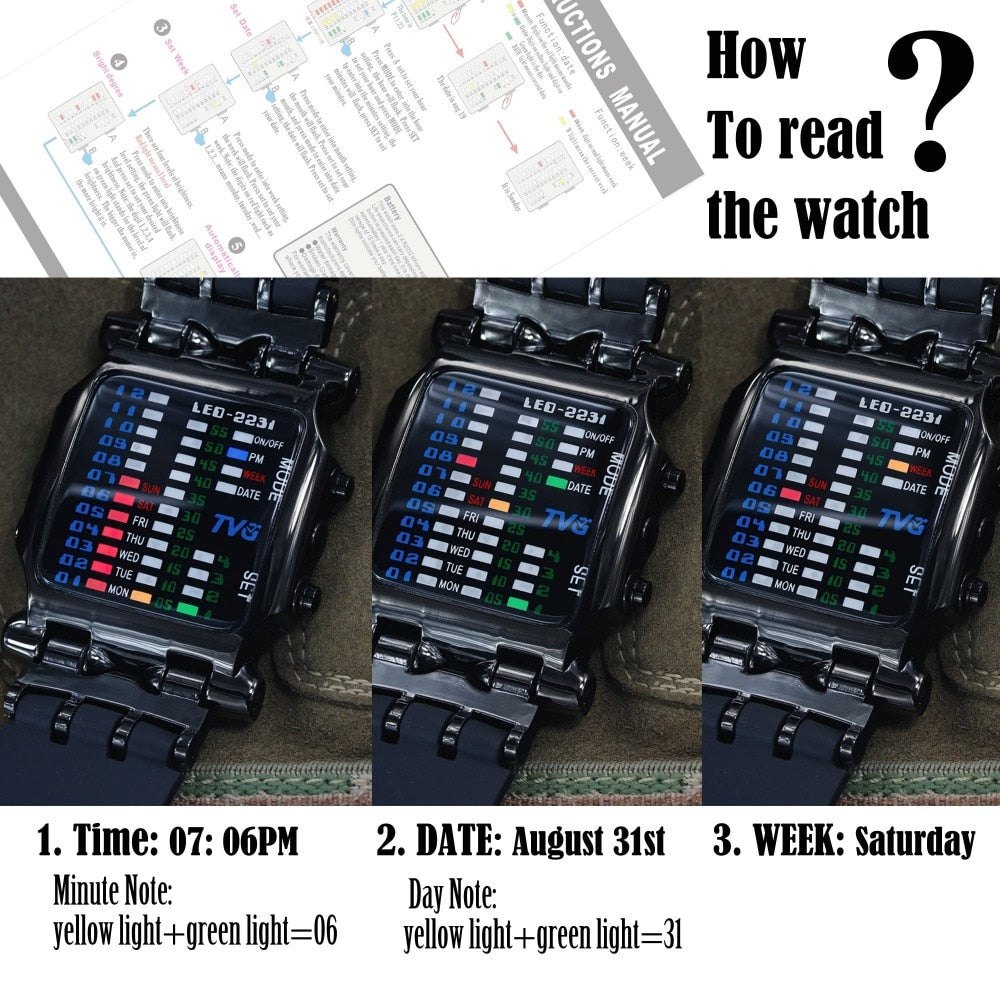 Luxury Brand TVG Watches Men Fashion Rubber Strap LED Digital Watch Men Waterproof Sports Military Watches Relogios Masculino