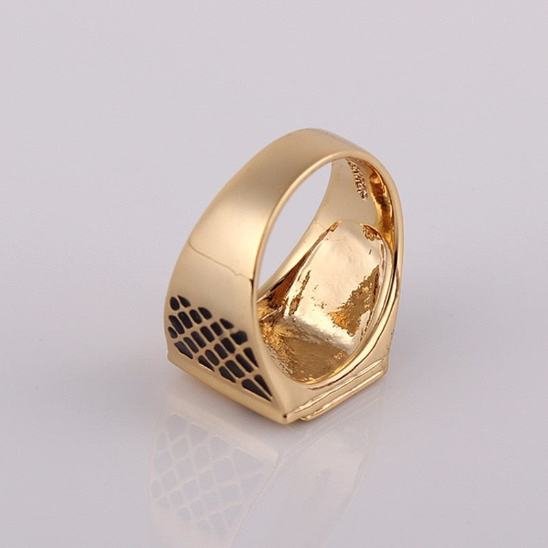 Size 7-12 Classic Cool Men's Jewelry Chunky Black Enamel Spades Poker Ring Men Gold-color