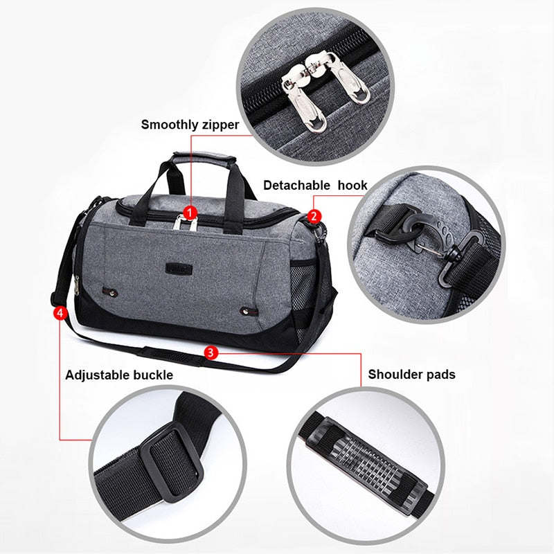 Scione Men Travel Bag Large Capacity Hand Luggage Travel Duffle Bags Nylon Weekend Bags Women Multifunctional Travel Bags