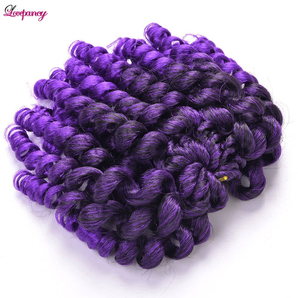 Lovepancy 8Inch Curly Jumpy Wand Curl Jamaican (2 PCS) Bounce Synthetic Braiding Hair Extensions Afro Crochet Braid Hair For Black Women