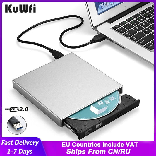 USB 2.0 Optical Drive CD RW CD-RW Player Portable External DVD Drive Recorder  for Macbook Laptop Computer PC Windows 7/8