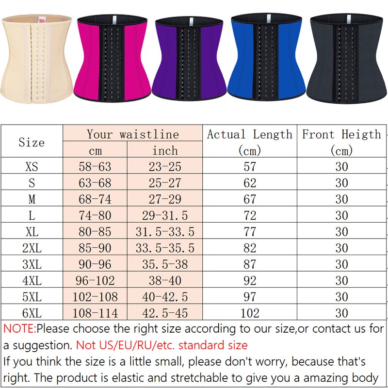 Fajas Colombians Latex Waist Trainer Corset Body Shapewear Women Flat Belly Slimming Sheath Waist Cincher Shaper 9 Steel Bones