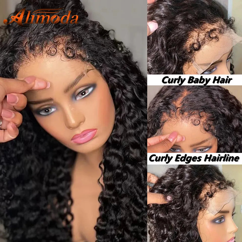 Afro Kinky Curly Wigs Human Hair 13x4 Full Lace Front Wig 4C Edges Baby Hair 5x5 HD Lace Wigs Transparent 13x6 Lace Frontal Wigs