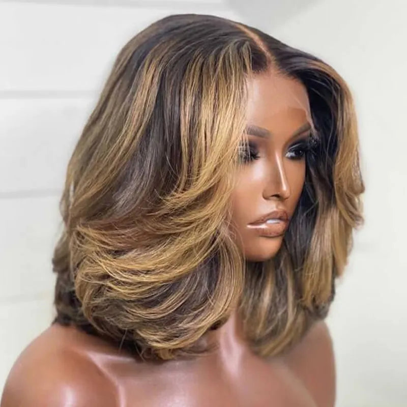 Wig Human Hair Wigs Short Bob Wig T Part Brazilian Pre Plucked With Baby Hair Body Wave Lace Front Wig