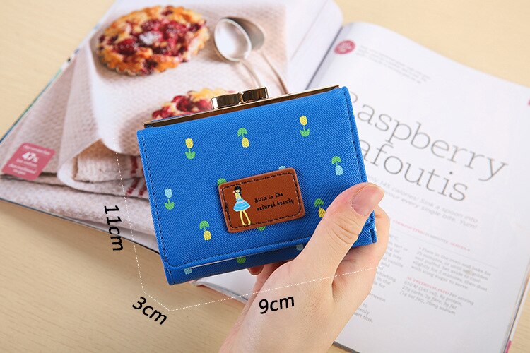 Folding Wallet Ladies Wallet Short Cut Cute Small Coin Purse Fashion Flower Ladies Coin Purse Card Case Sweet and Fresh