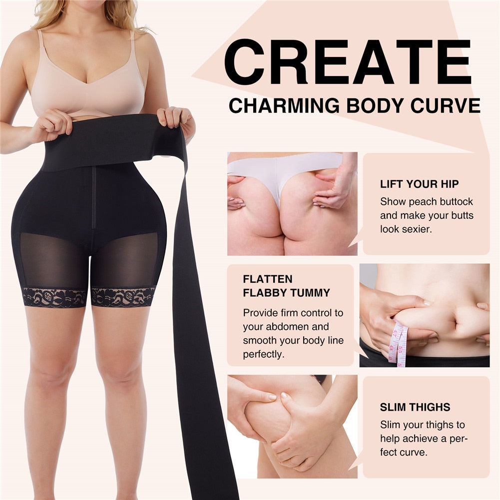 Fajas Colombianas Waist Trainer WomenBody Shapewear Slimming Sheath Woman Flat Belly Butt Lifter Shapers Panties with Waist Wrap