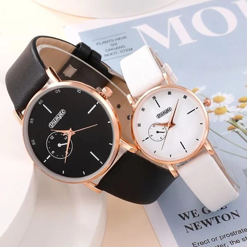 4pcs Set Fashion Simple Lovers Watches Luxury Men Women Leather Quartz Watch Rose Gold Business Casual Wristwatch reloj muje