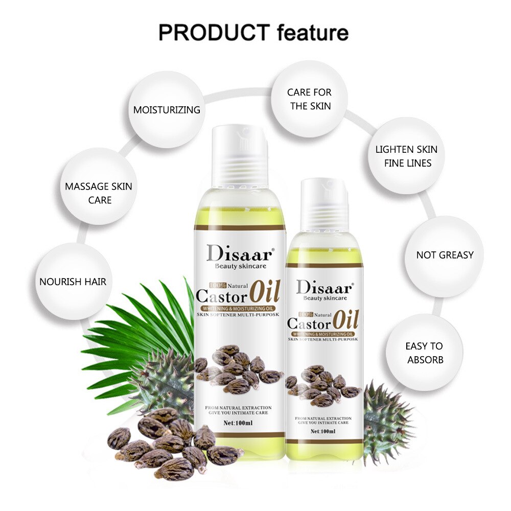 Disaar 100% Organic Castor Oil Body Relaxation Massage Essential Oil Mixing Moisturizing Body Emollient Brightening Oil 100ml