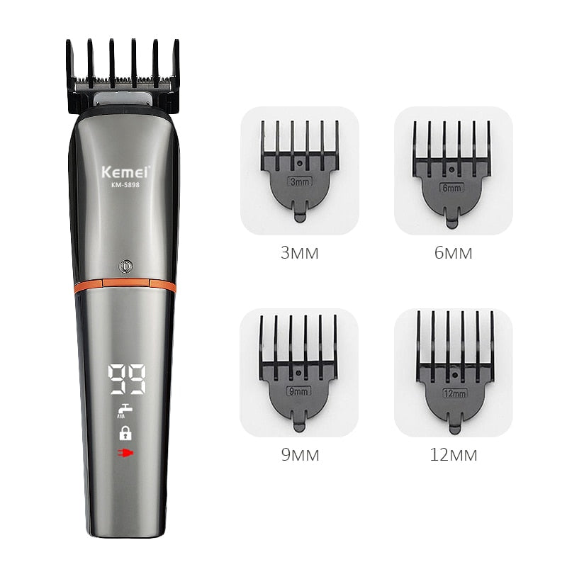 KEMEI Electric Hair Clipper LED Display for Men Professional Hair Trimmer USB Charging Rechargeable Hair Cutting Beard Machine