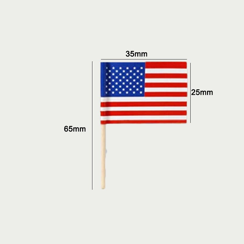 100pcs/ 2.5x3.5cm US Flag US Flag Cake Decoration Double Sided Printed Polyester American Flag Wholesale Toothpick USA Flag