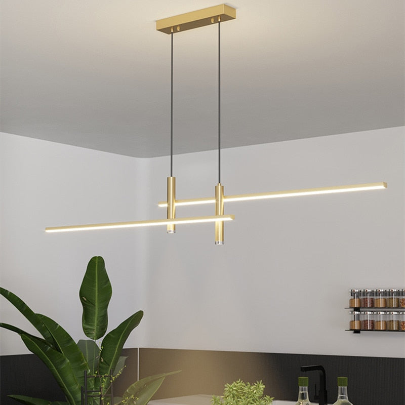 Dining Table Led Pendant Lamp Black Gold Minimalist for Kitchen Dining Room Chandelier Home Decor Lighting Luster Fixture