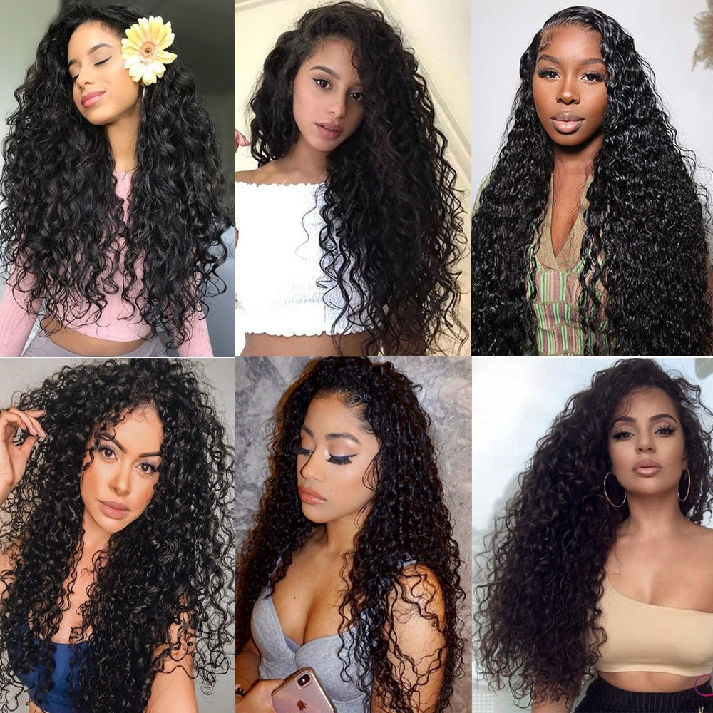 Water Wave Hair Bundles 30In Long 3 4Pcs Lot Wet And Wavy Remy Human Hair Weaves Extension Peruvian Hair Natural Black For Women