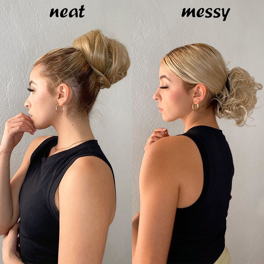 6 Inch Synthetic Hair Bun Extensions Messy Curly Elastic Hair Scrunchies Hairpieces Chignon Donut Updo Hair Pieces for Women