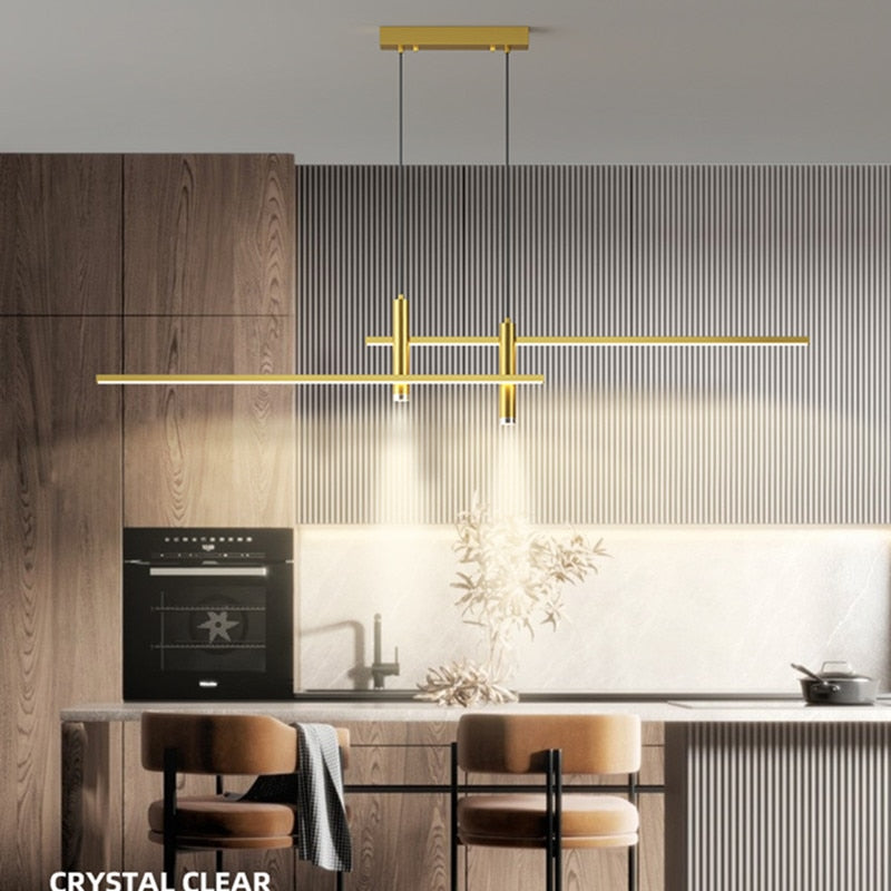 Dining Table Led Pendant Lamp Black Gold Minimalist for Kitchen Dining Room Chandelier Home Decor Lighting Luster Fixture