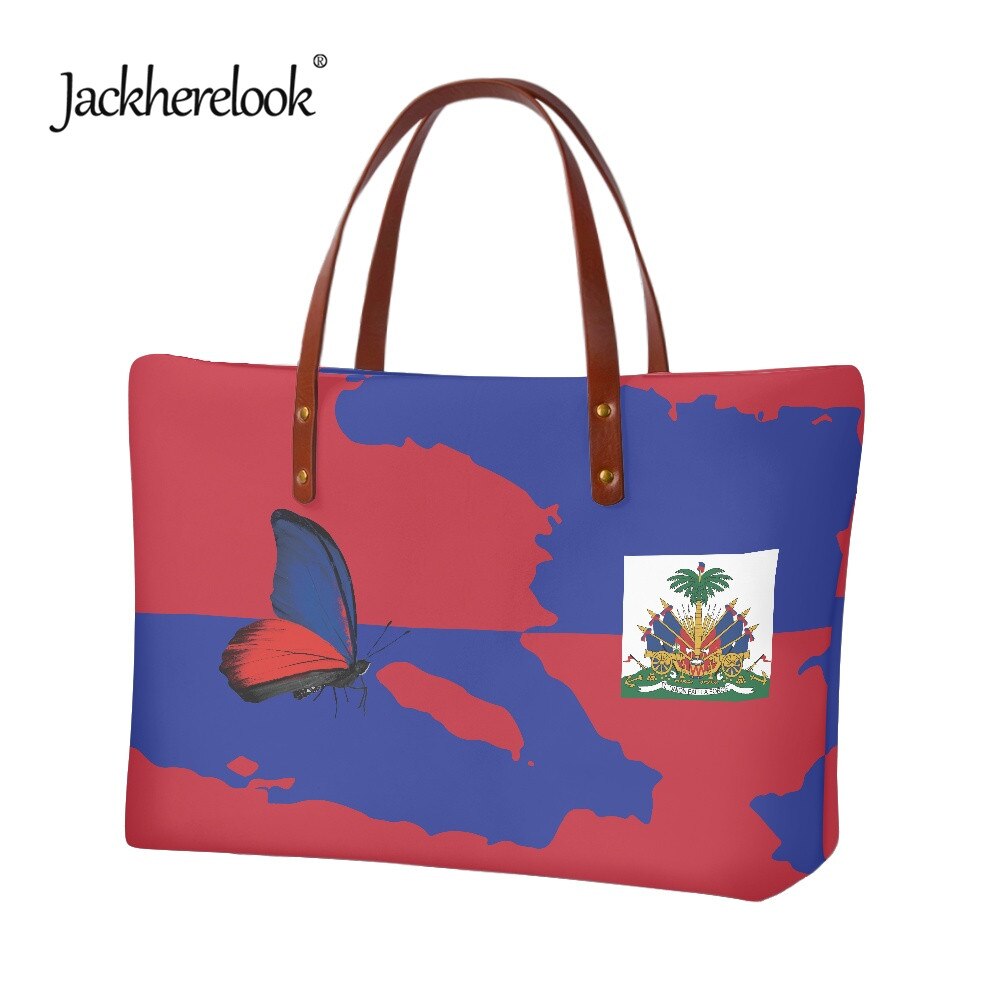 Haiti Flag Butterfly Design Tote Bag for Women Large Capacity Shoulder Bags for Girls Casual Female Handbag 2022