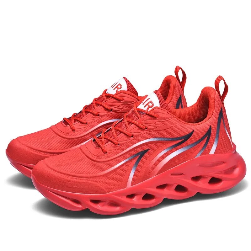 Flame Printed Sneakers Flying Weave Sports Shoes Comfortable Running Shoes Outdoor Men Athletic Shoes