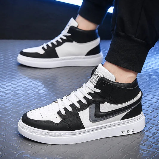 Men's High Top Sneakers New Fashion Lace Up Platform Casual Shoes for Men Trend Male Students Sports Shoes Wear-resistant Flats