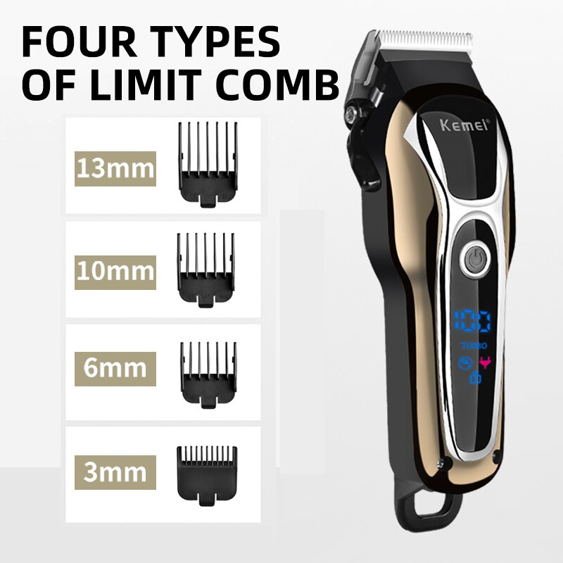 Kemei 2023 New Electric Hair Clipper, Rechargeable Trimmer, Men's Electric Shaver with LCD Display, Wireless Beard Trimmer.