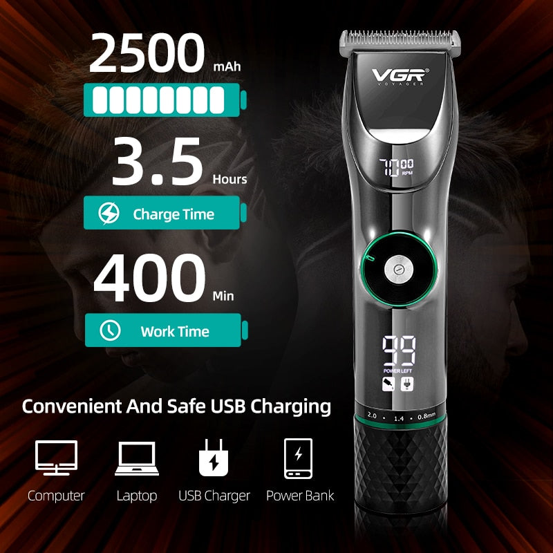 Hair Clipper Mens Beard Face Body Trimmer Professional Cordless Rechargeable Hair Cutter Kit Barber Shop Strong Power Clippers