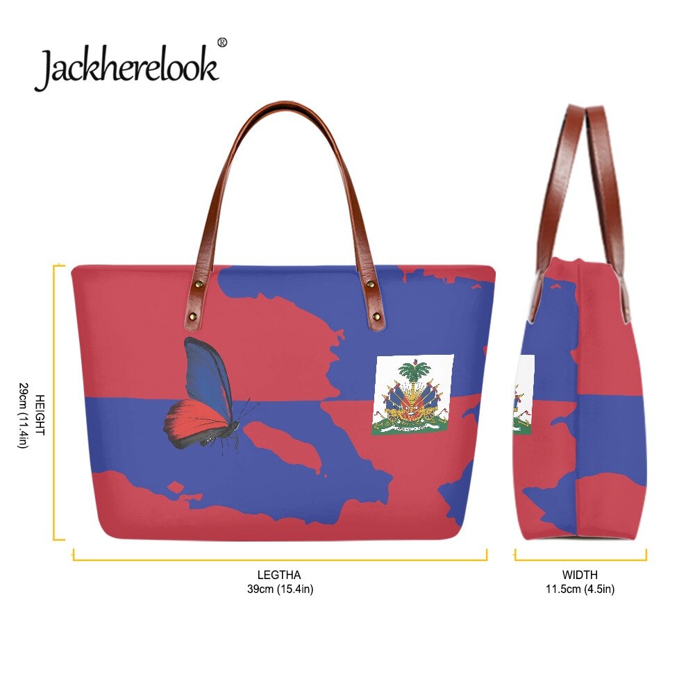 Haiti Flag Butterfly Design Tote Bag for Women Large Capacity Shoulder Bags for Girls Casual Female Handbag 2022