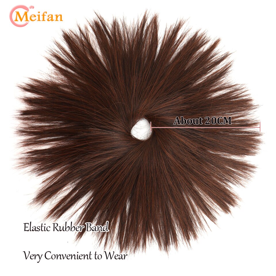 MEIFAN Synthetic Messy Straight Hair Bun Extensions Elastic Band Fluffy Hair Chignon Scrunchy Wrap Updo False Hairpiece For Wome