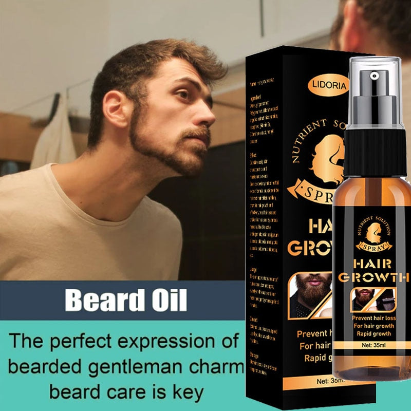 Beard Growth Serum Spray Fast Styling Hair Growing Essential Oil Thicker Longer Fuller Beard Softening Moisturizing Beard Liquid