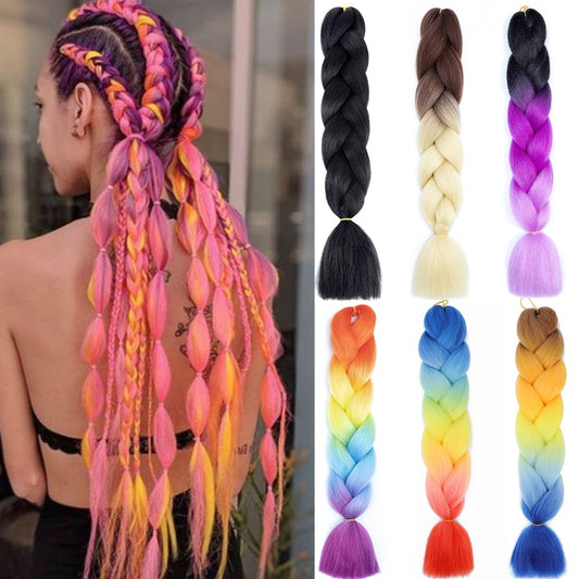 24" Synthetic Yaki Braids Hair kanekalon Ombre Braiding Hair Jumbo Braid Hair Extension For Women Hundreds of colors DIY Hair