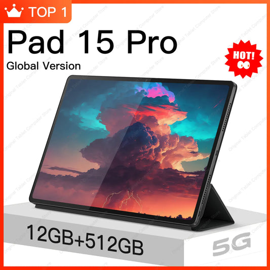 Tablet Pad 15 Pro Android12 Global Version 12GB 512GB Helio P60 Tablet PC 5GDual SIM Card WIFI HD 4K Pad 8800mAh Netbook 10inch