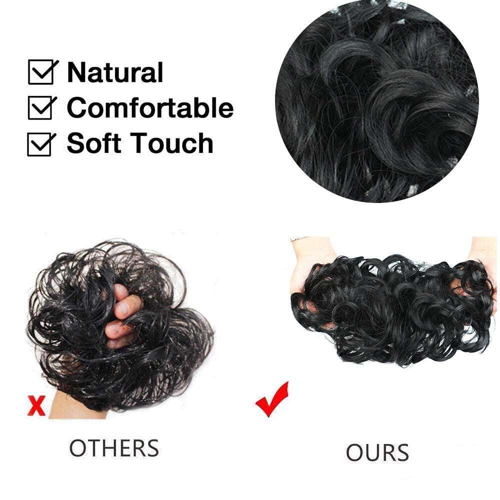 6 Inch Synthetic Hair Bun Extensions Messy Curly Elastic Hair Scrunchies Hairpieces Chignon Donut Updo Hair Pieces for Women