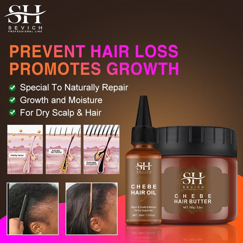 100G Fast Hair Growth Set Traction Alopecia Chebe Hair Mask Anti Hair Break Hair Growth Oil Hair Loss Treatment Hair Care Sevich