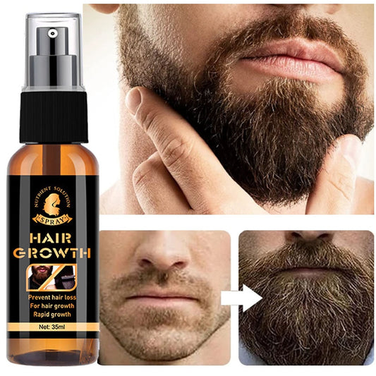 Beard Growth Serum Spray Fast Styling Hair Growing Essential Oil Thicker Longer Fuller Beard Softening Moisturizing Beard Liquid