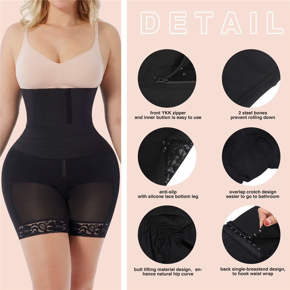 Fajas Colombianas Waist Trainer WomenBody Shapewear Slimming Sheath Woman Flat Belly Butt Lifter Shapers Panties with Waist Wrap