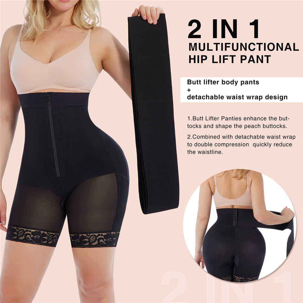 Fajas Colombianas Waist Trainer WomenBody Shapewear Slimming Sheath Woman Flat Belly Butt Lifter Shapers Panties with Waist Wrap