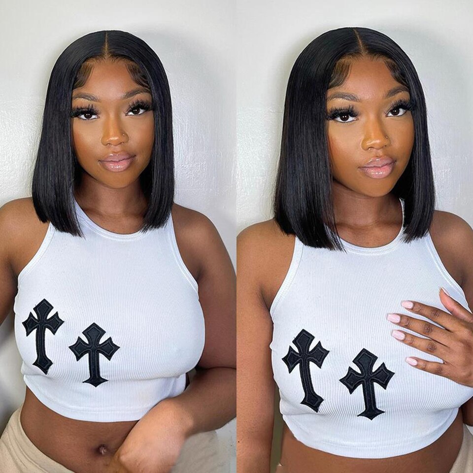 4x4 Bone Straight Lace Closure Wigs BOB Human Hair Wig for Women Lace Front Wigs Brazilian Remy Hair Perruque Cheveux Humains